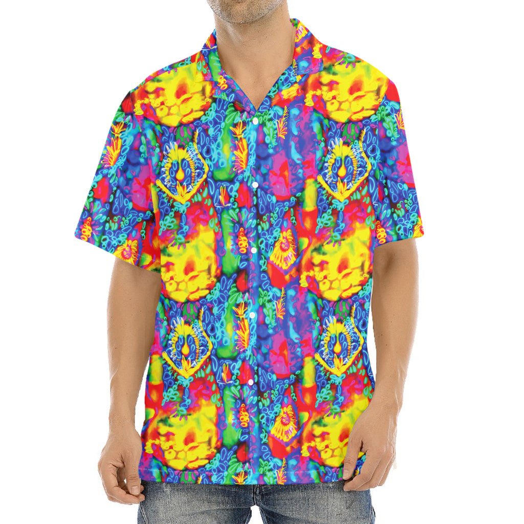 Abstract Psychedelic Print Aloha Shirt