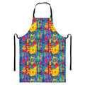 Abstract Psychedelic Print Bib Apron With Pocket