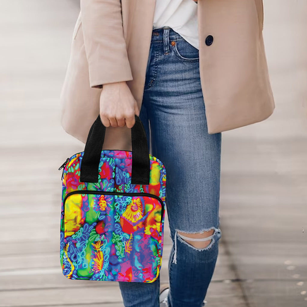 Abstract Psychedelic Print Bible Tote Bag