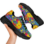 Abstract Psychedelic Print Black Chunky Shoes