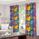 Abstract Psychedelic Print Blackout Grommet Curtains
