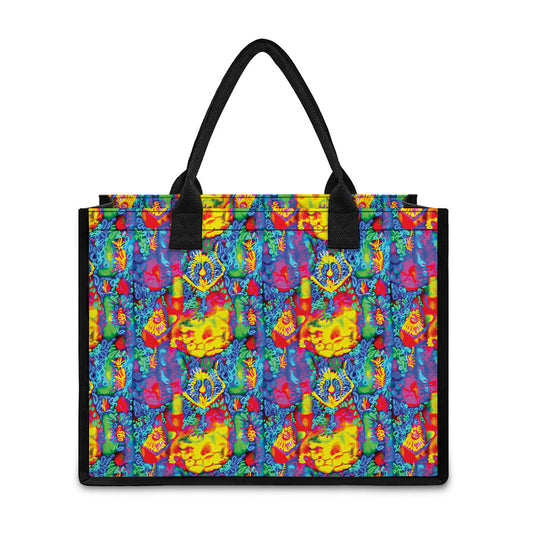 Abstract Psychedelic Print Canvas Tote Bag