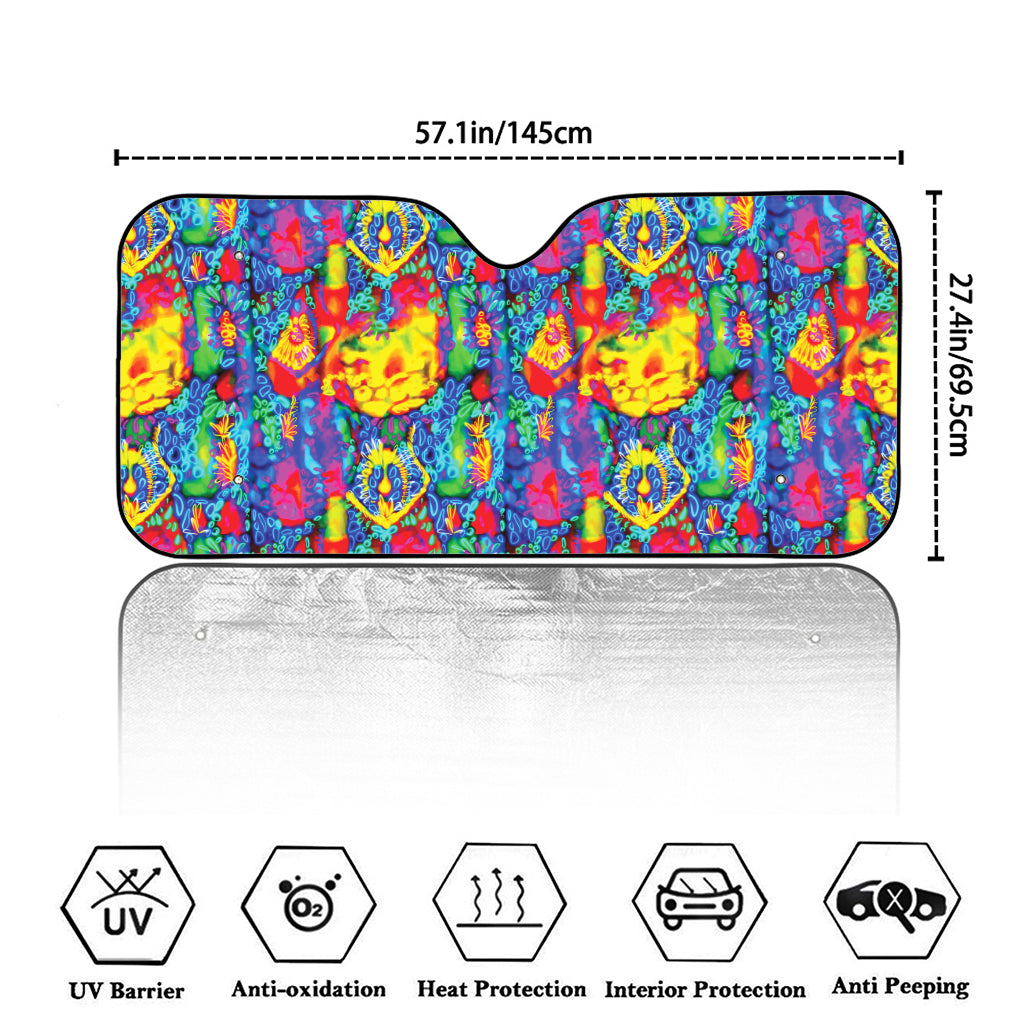 Abstract Psychedelic Print Car Windshield Sun Shade