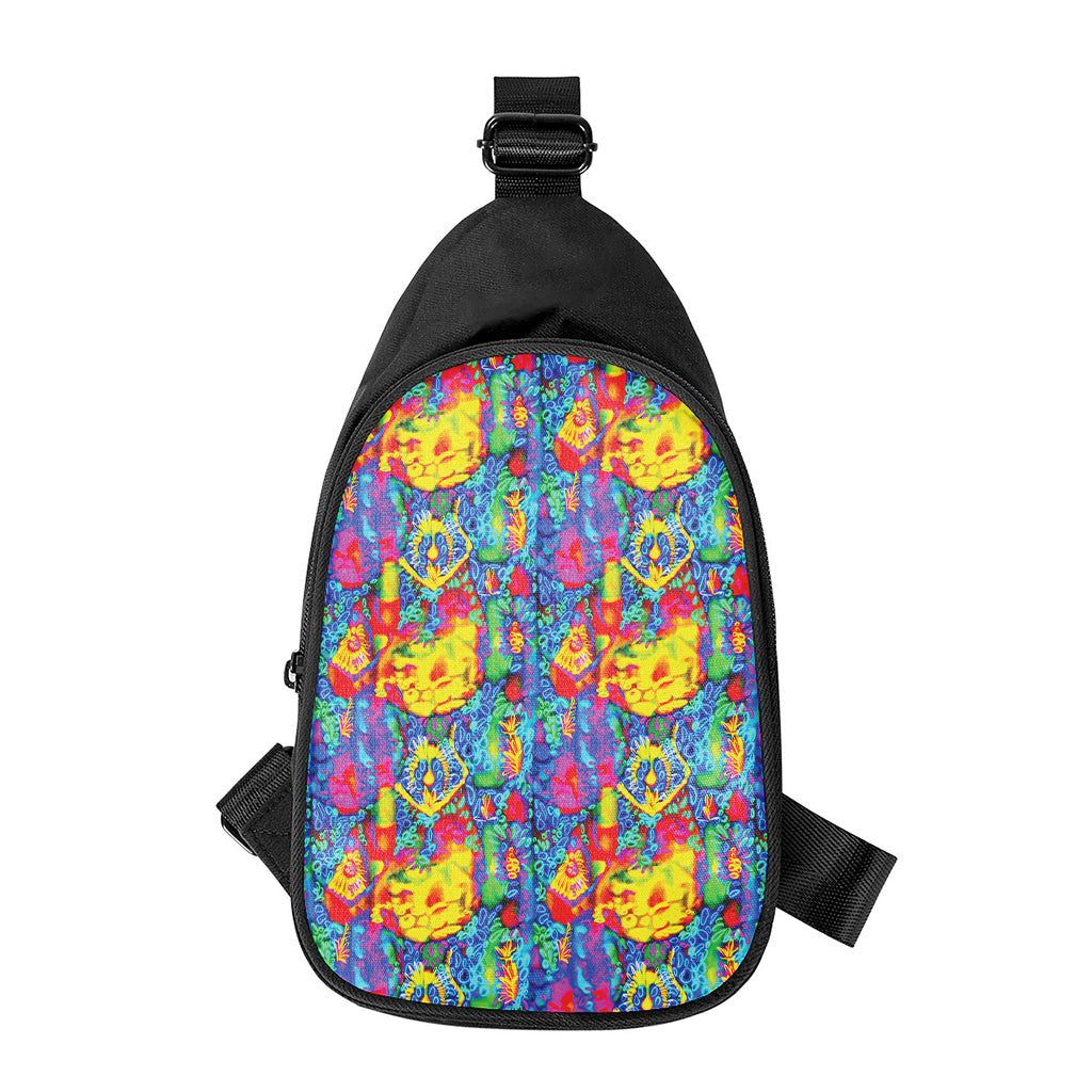 Abstract Psychedelic Print Chest Bag