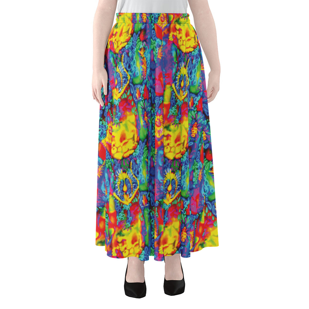 Abstract Psychedelic Print Chiffon Maxi Skirt