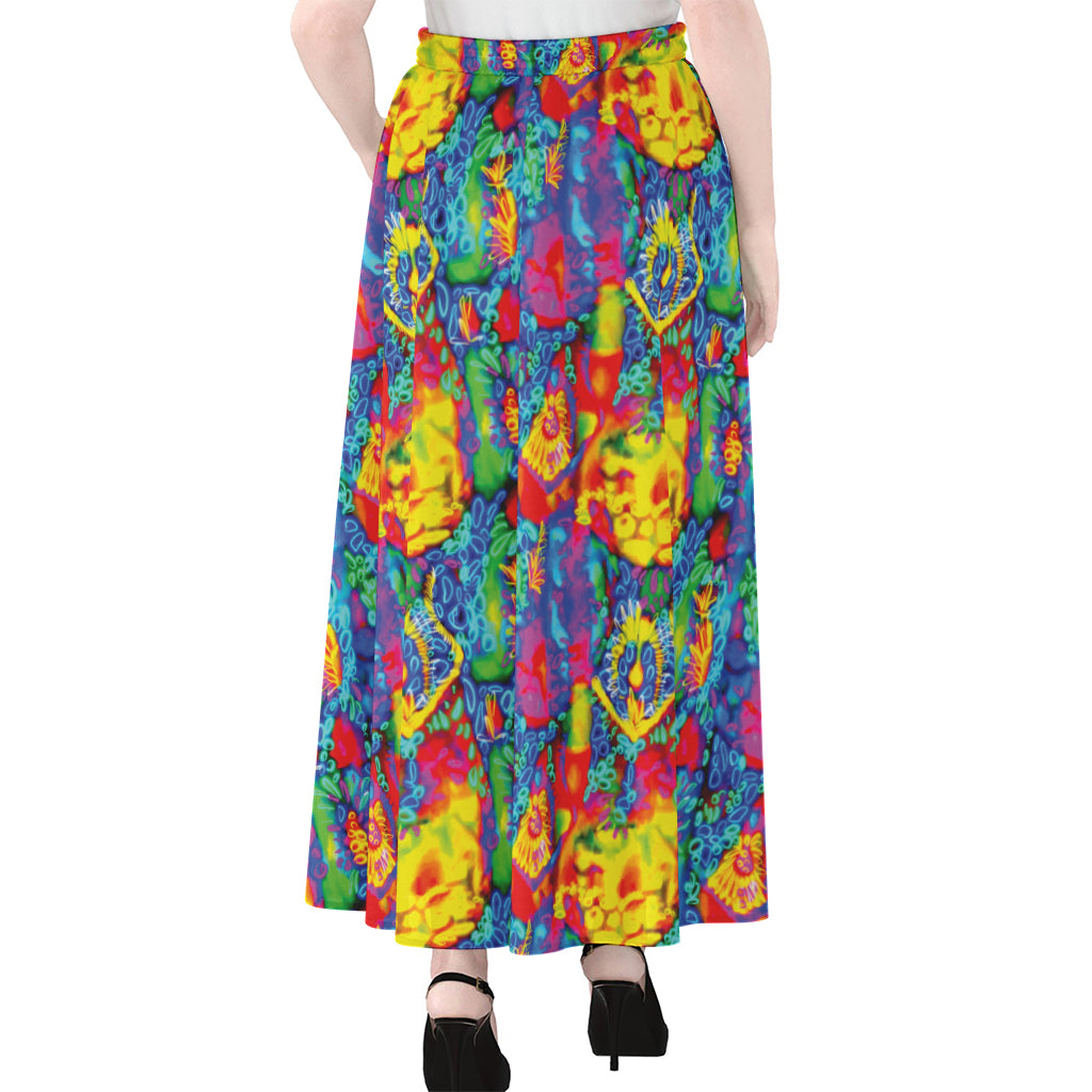 Abstract Psychedelic Print Chiffon Maxi Skirt