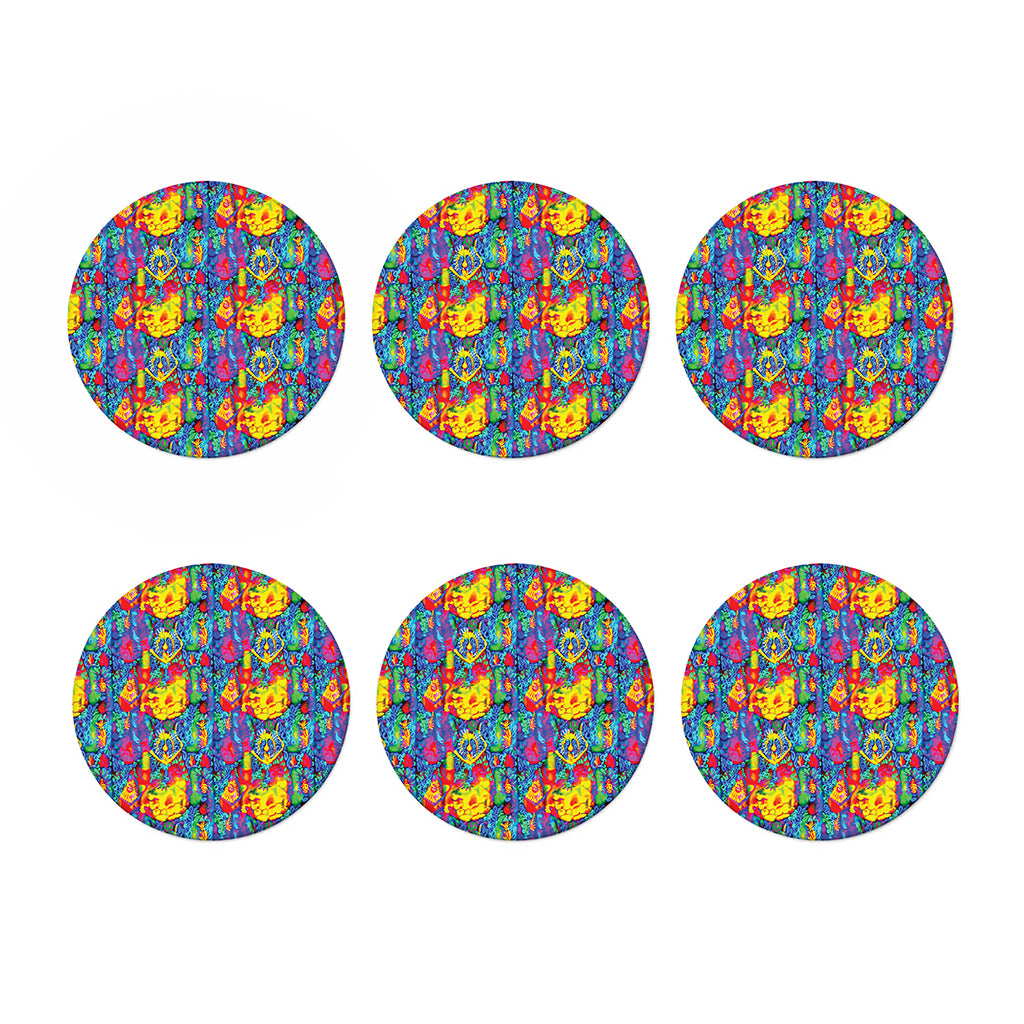Abstract Psychedelic Print Coaster Set
