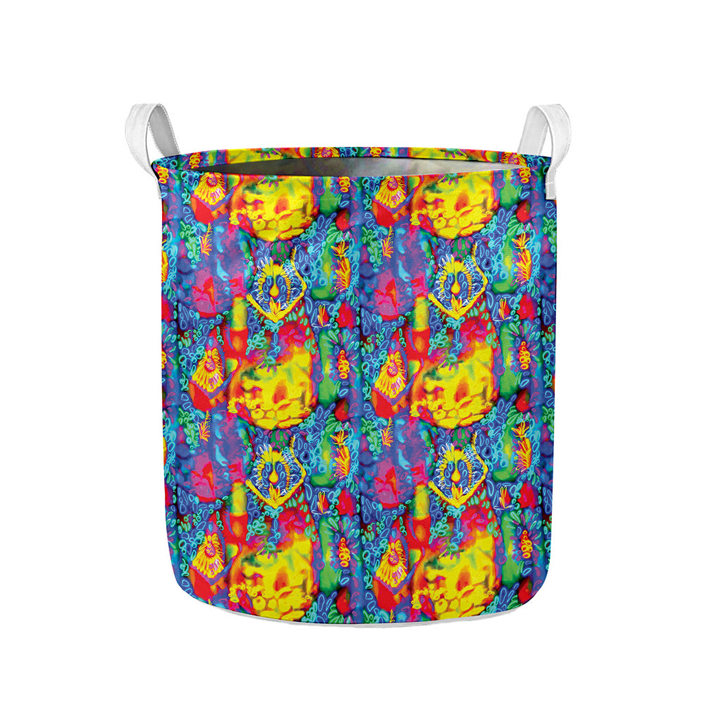 Abstract Psychedelic Print Collapsible Laundry Basket