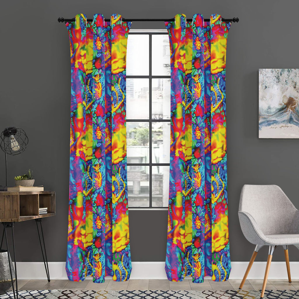 Abstract Psychedelic Print Curtain