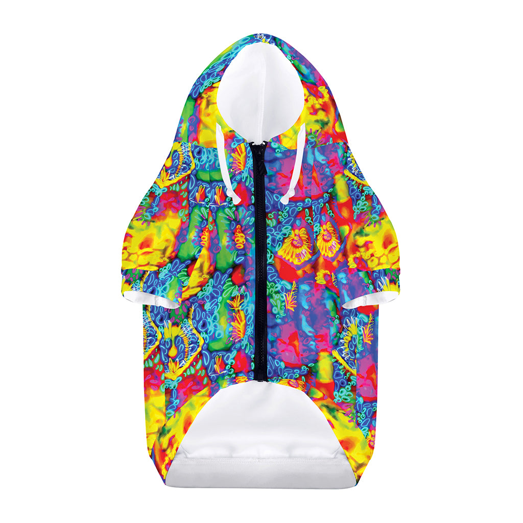 Abstract Psychedelic Print Dog Zip Up Hoodie