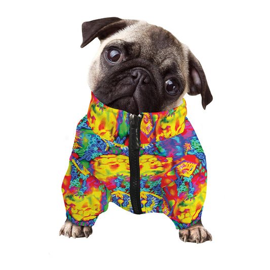 Abstract Psychedelic Print Dog Zip Up Jacket