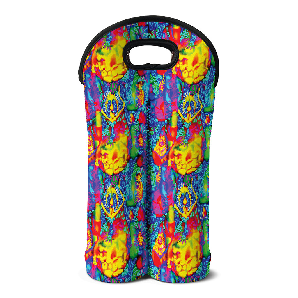 Abstract Psychedelic Print Double Neoprene Wine Tote