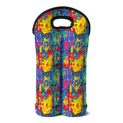 Abstract Psychedelic Print Double Neoprene Wine Tote
