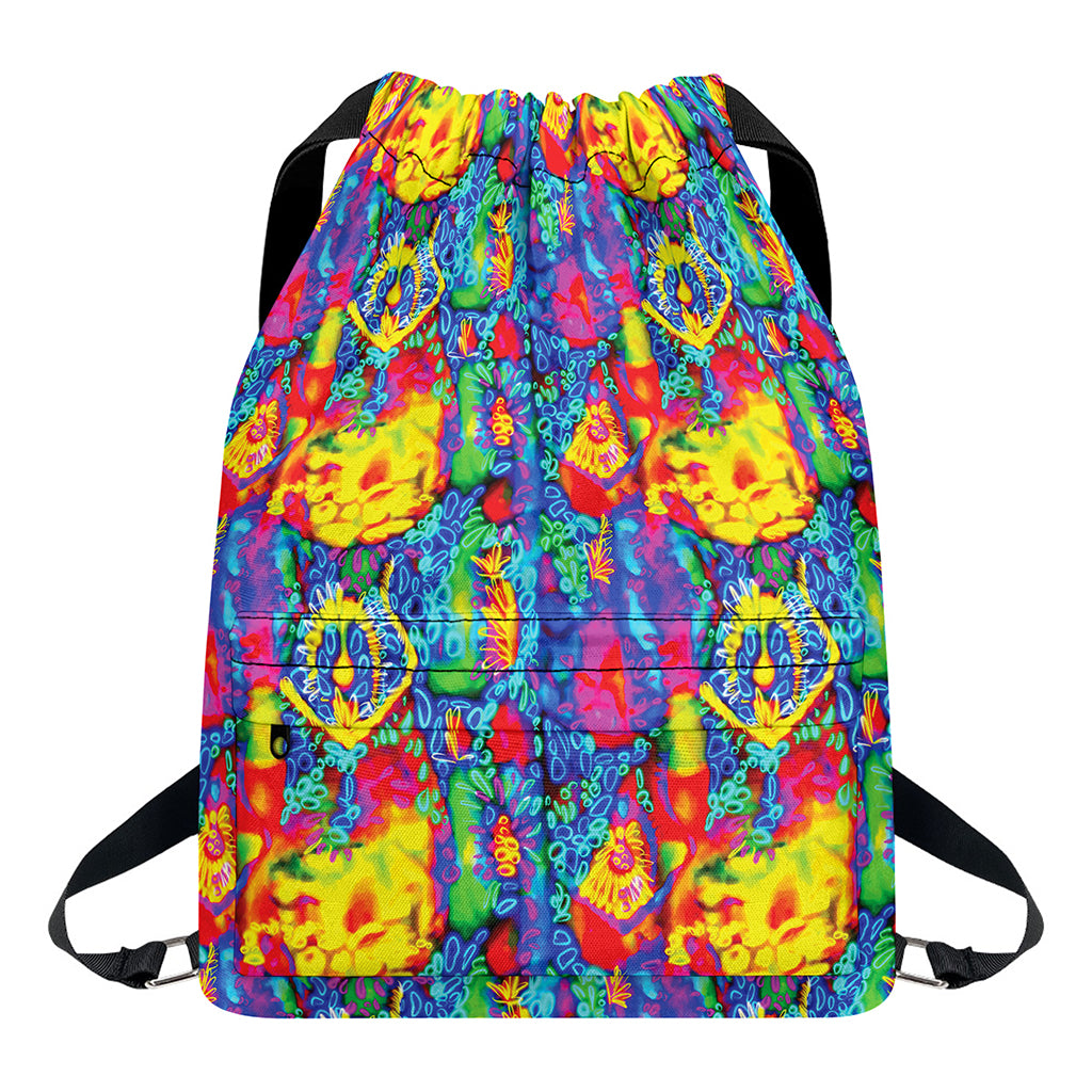 Abstract Psychedelic Print Drawstring Backpack