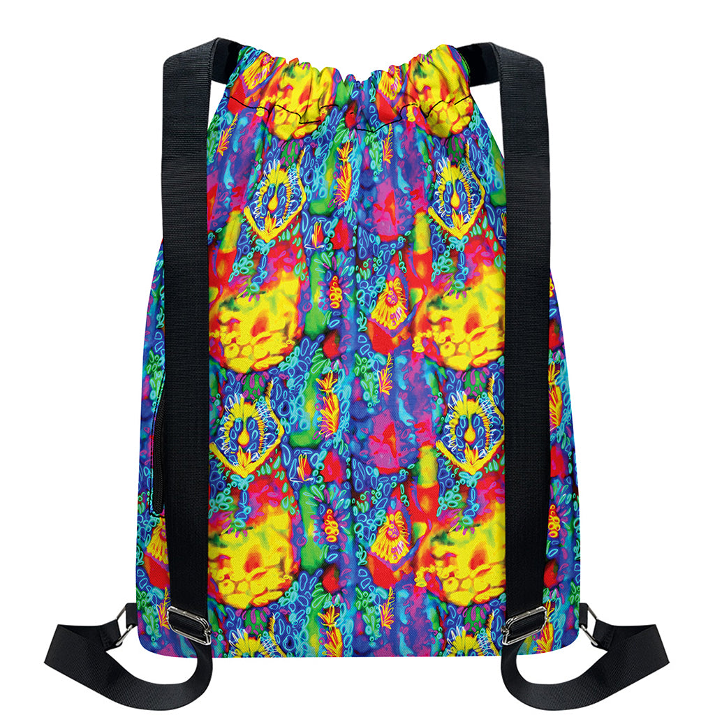 Abstract Psychedelic Print Drawstring Backpack
