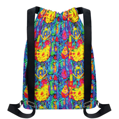 Abstract Psychedelic Print Drawstring Backpack