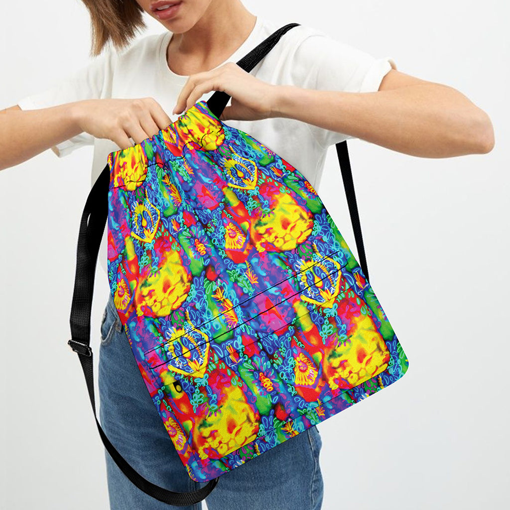 Abstract Psychedelic Print Drawstring Backpack