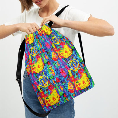 Abstract Psychedelic Print Drawstring Backpack