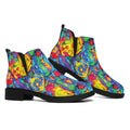 Abstract Psychedelic Print Flat Ankle Boots