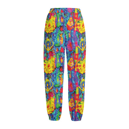 Abstract Psychedelic Print Fleece Lined Knit Pants