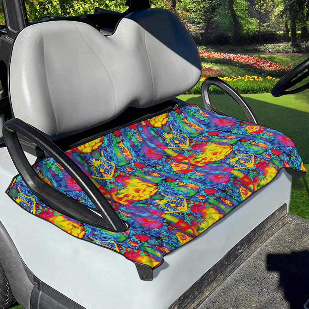 Abstract Psychedelic Print Golf Cart Seat Cover