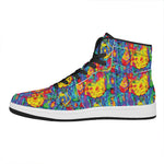 Abstract Psychedelic Print High Top Leather Sneakers