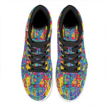 Abstract Psychedelic Print High Top Leather Sneakers