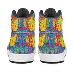 Abstract Psychedelic Print High Top Leather Sneakers