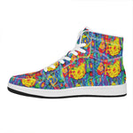 Abstract Psychedelic Print High Top Leather Sneakers