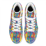 Abstract Psychedelic Print High Top Leather Sneakers