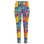 Abstract Psychedelic Print High-Waisted Pocket Leggings