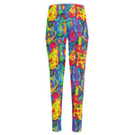 Abstract Psychedelic Print High-Waisted Pocket Leggings