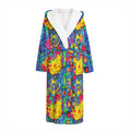 Abstract Psychedelic Print Hooded Bathrobe