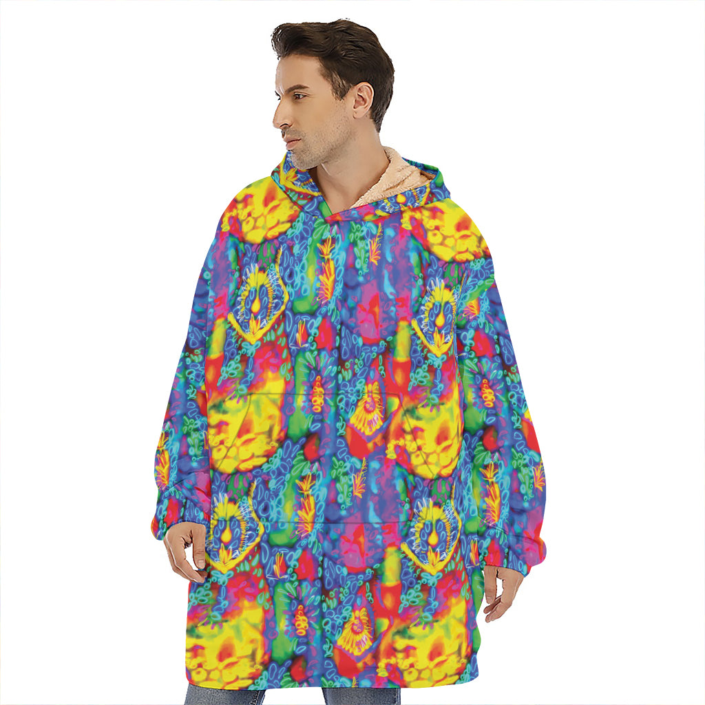 Abstract Psychedelic Print Hoodie Blanket