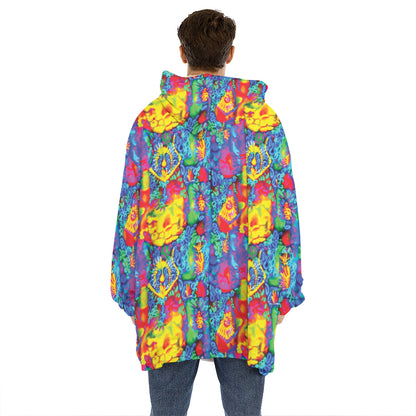 Abstract Psychedelic Print Hoodie Blanket
