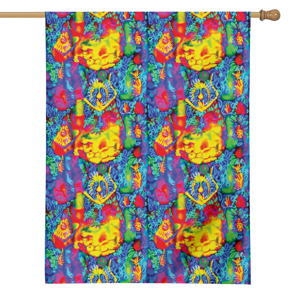 Abstract Psychedelic Print House Flag