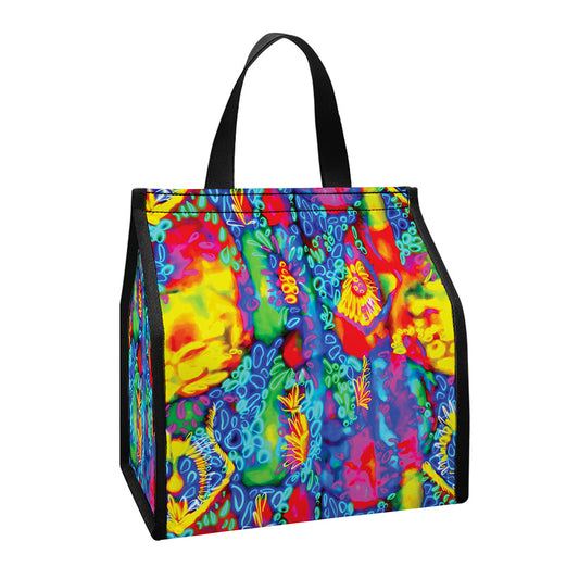 Abstract Psychedelic Print Insulated Lunch Tote