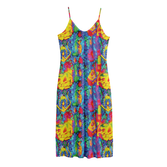 Abstract Psychedelic Print Jersey Midi Cami Dress