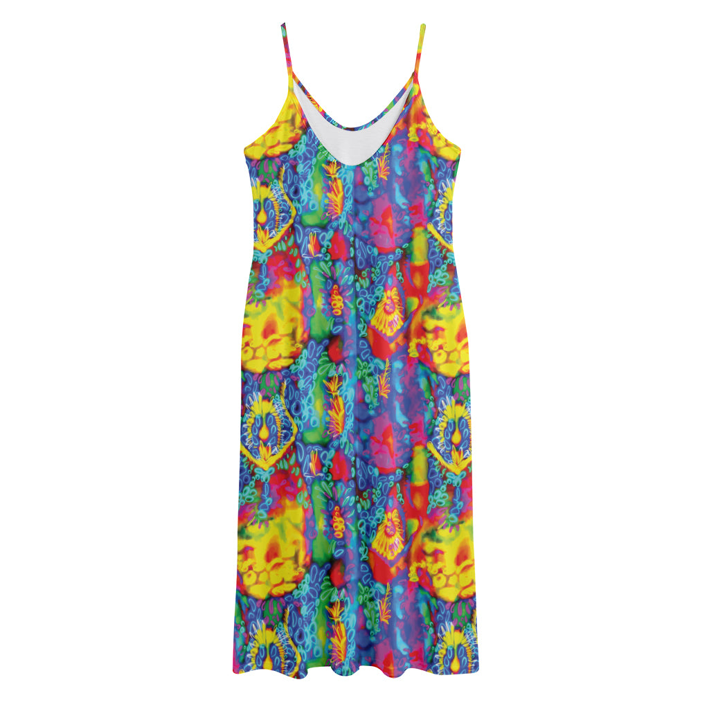 Abstract Psychedelic Print Jersey Midi Cami Dress