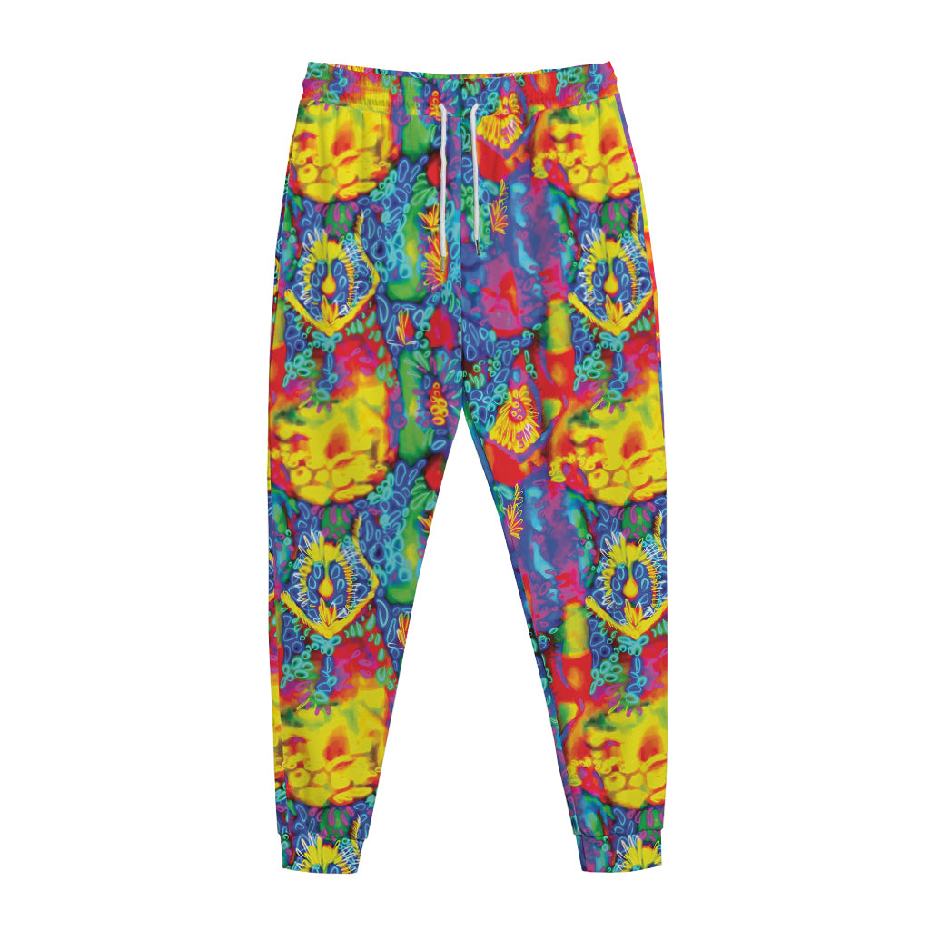 Abstract Psychedelic Print Jogger Pants