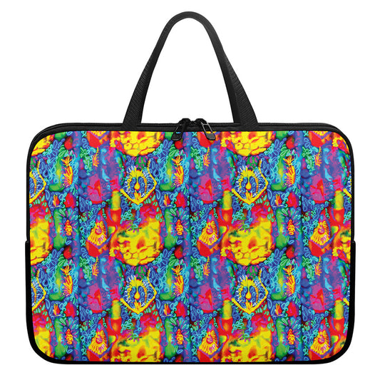 Abstract Psychedelic Print Laptop Sleeve With Handle