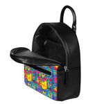 Abstract Psychedelic Print Leather Backpack