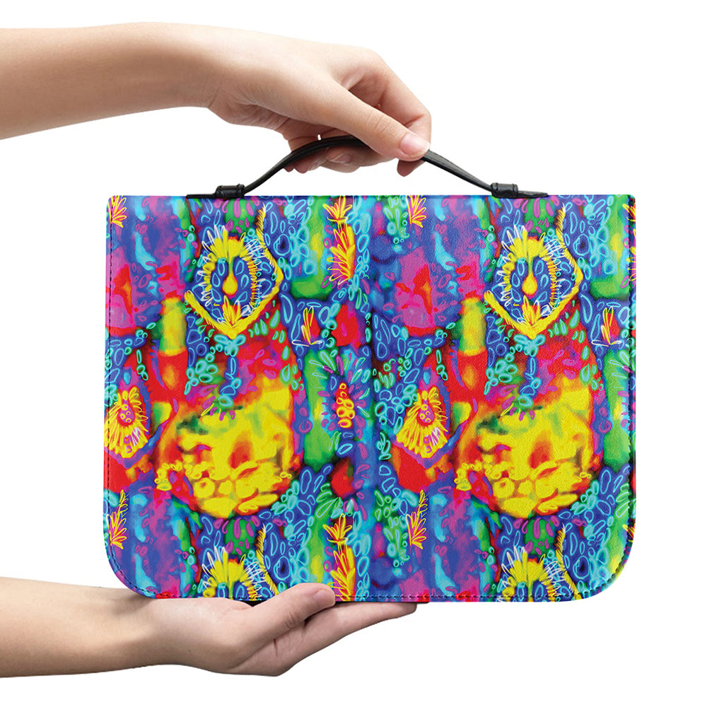 Abstract Psychedelic Print Leather Bible Cover