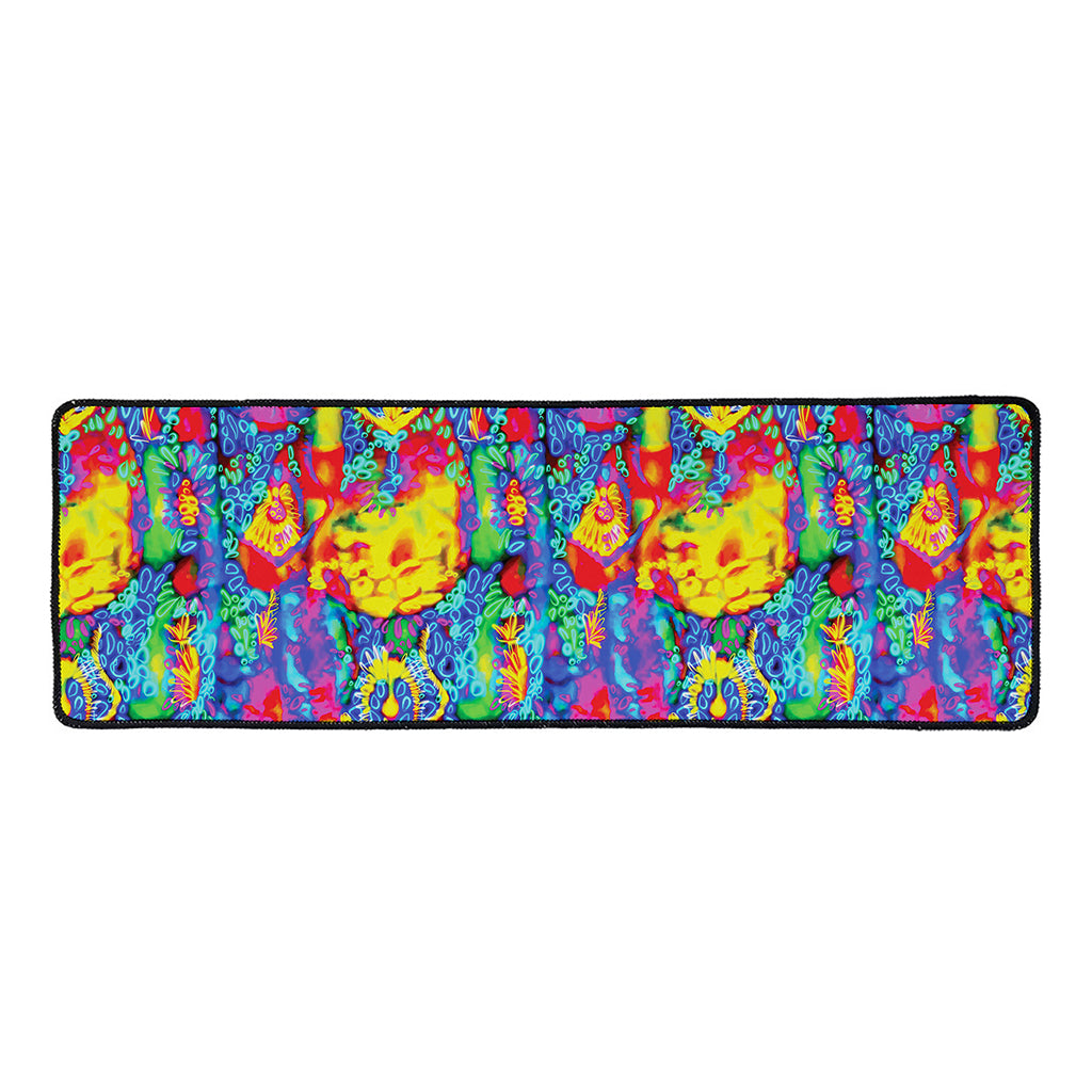 Abstract Psychedelic Print Long Kitchen Mat