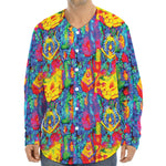 Abstract Psychedelic Print Long Sleeve Baseball Jersey