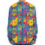 Abstract Psychedelic Print Long Sleeve Baseball Jersey