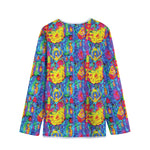Abstract Psychedelic Print Long Sleeve Short Coat