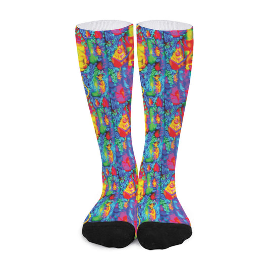 Abstract Psychedelic Print Long Socks