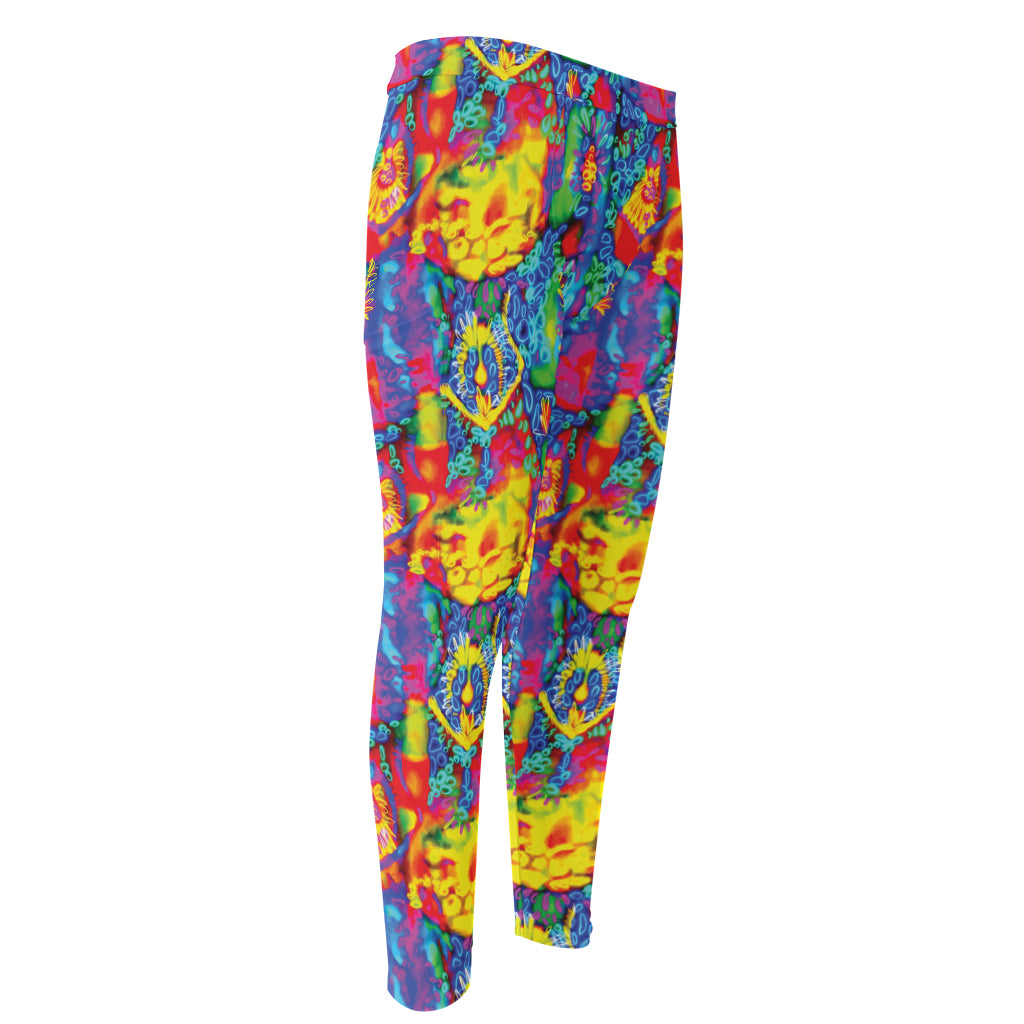 Abstract Psychedelic Print Men's Compression Pants