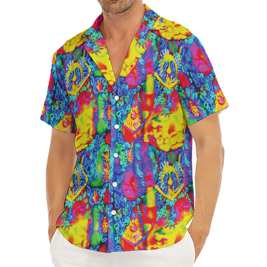Abstract Psychedelic Print Men's Deep V-Neck Shirt